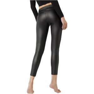 Calzedonia Faux Leather Effect Black Leggings Size M